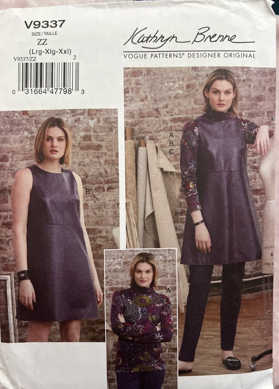 Vogue V9337 Kathryn Brenne Misses Top Tunic Pants Sewing Pattern Plus Size L-XXL
